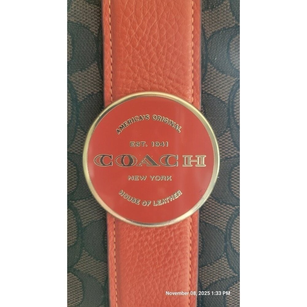 Coach Lonnie In Signature Jacquard Women's Brown Orange Monogram C8306 - Picture 6 of 14